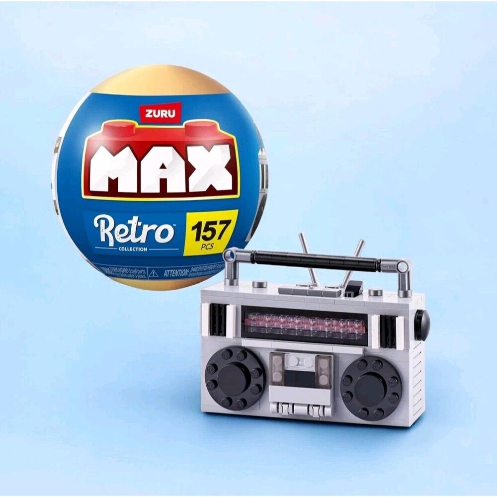 Zuru Max Premium Retro Building Bricks Boombox Radio Cassette Player 157pc NEW